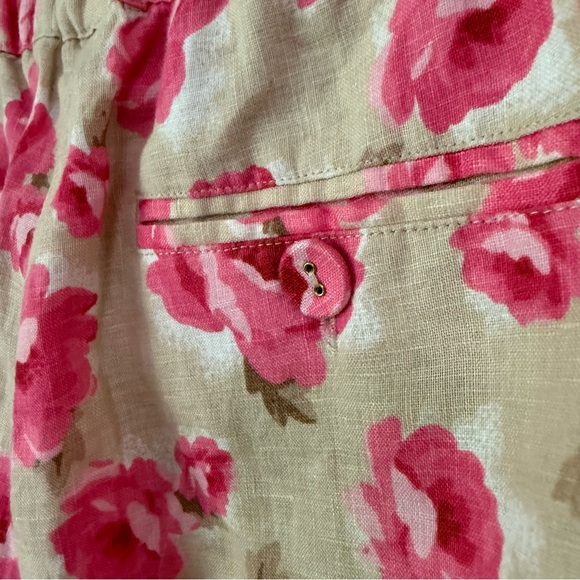NWOT Linen Charter Club Luxury Beige and Pink Floral Long Summer Pants, size M - Picture 7 of 11